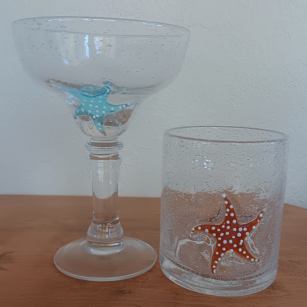 Starfish Glassware His Lowball & Hers Margarita Set